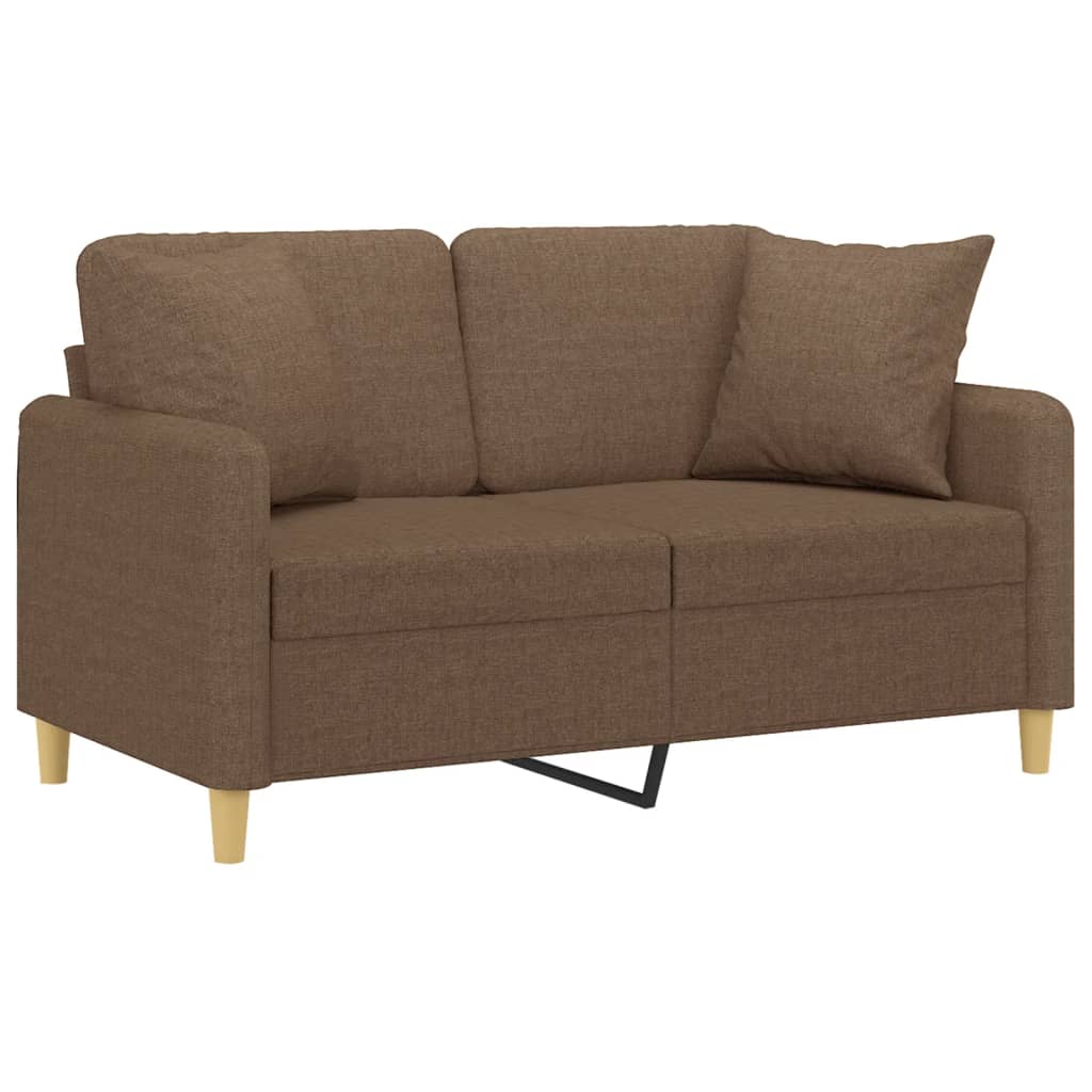 Talari - 2-sits soffa med prydnadskuddar brun 120 cm tyg