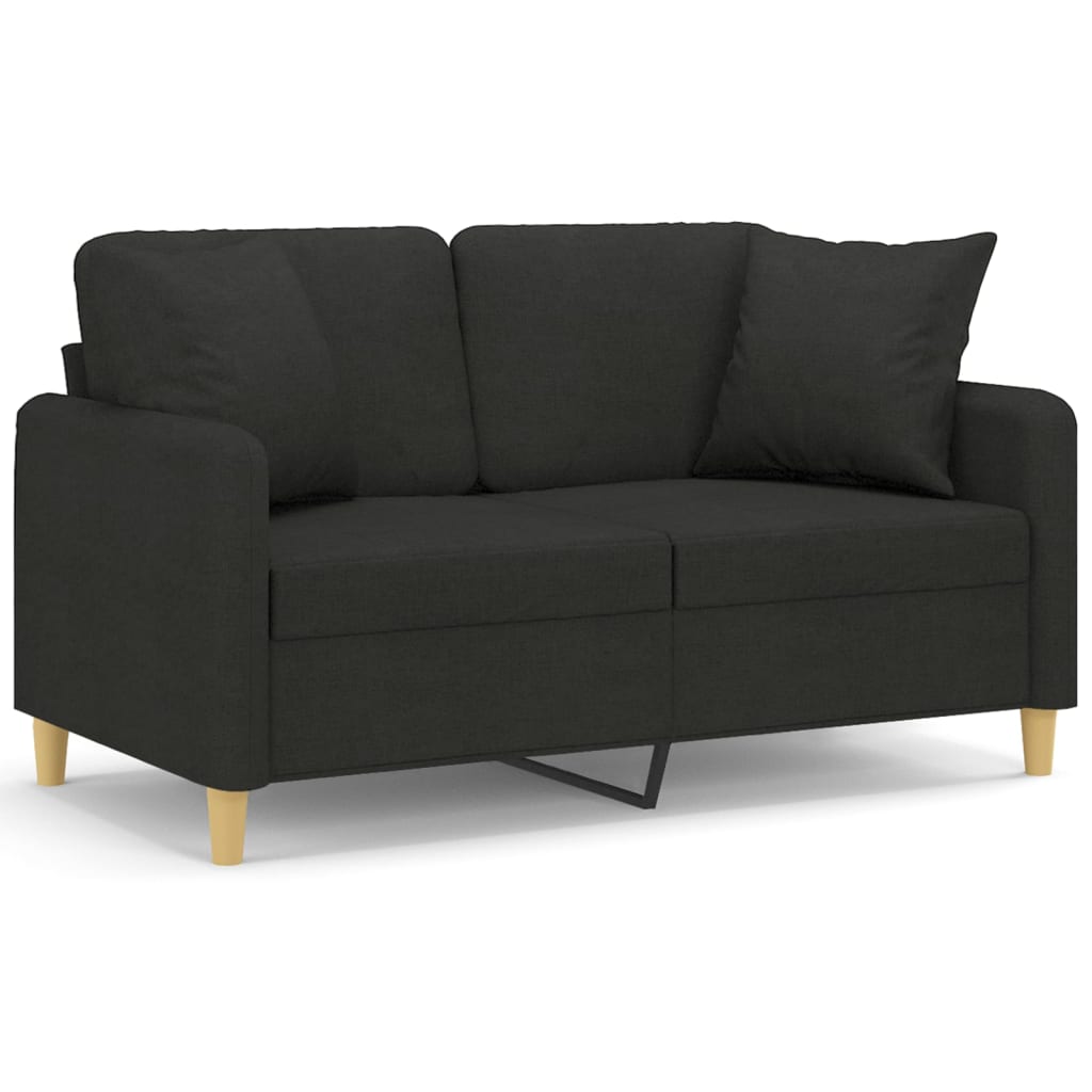 Morali - 2-sits soffa med prydnadskuddar svart 120 cm tyg