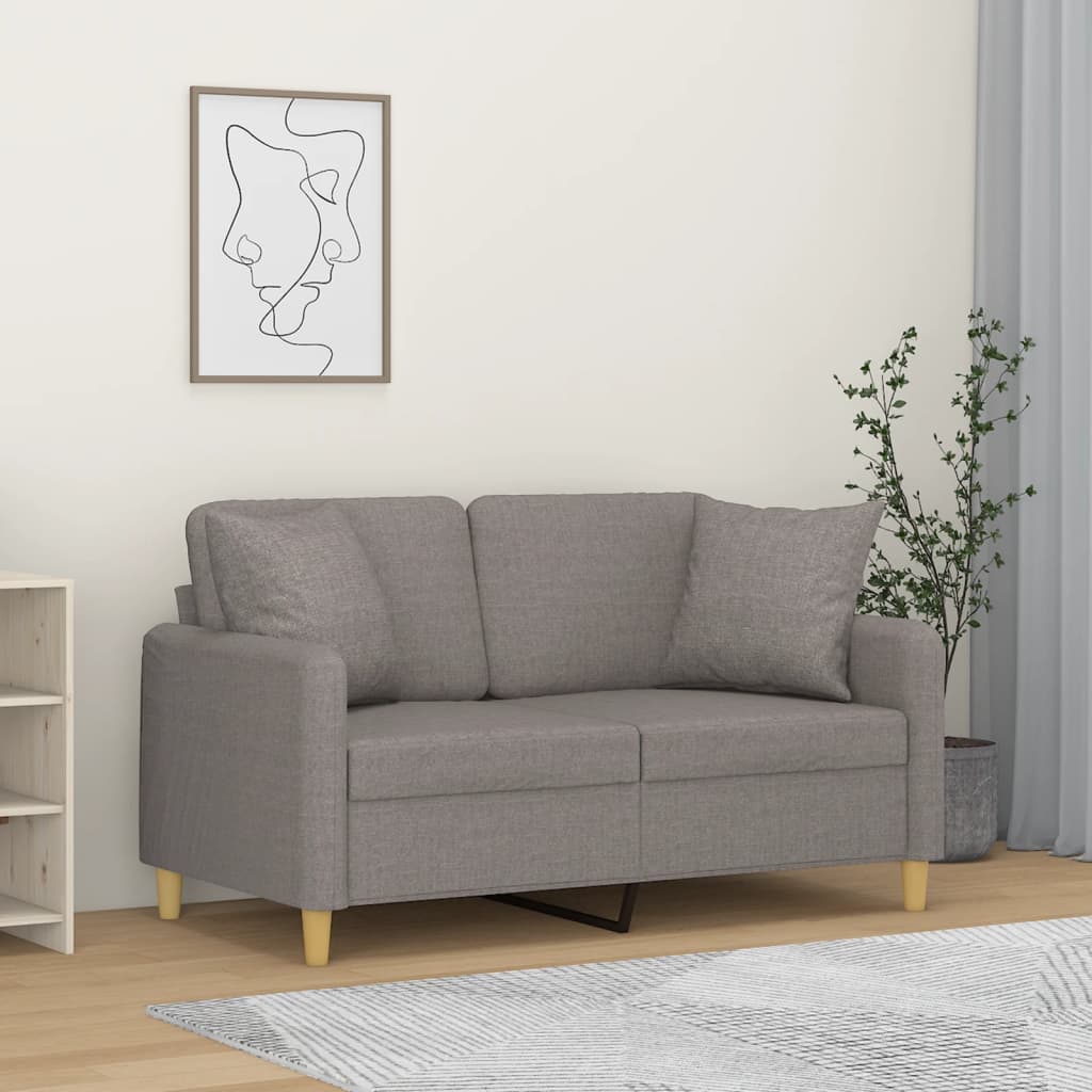 Javonne - 2-sits soffa med prydnadskuddar taupe 120 cm tyg