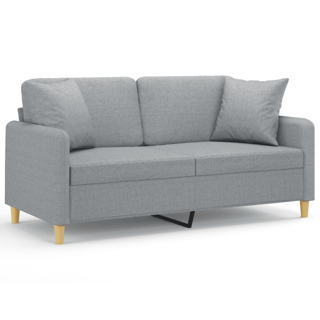Elvace - 2-sits soffa med prydnadskuddar ljusgrå 140 cm tyg