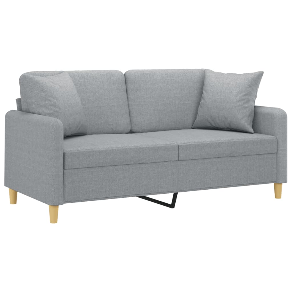 Elvace - 2-sits soffa med prydnadskuddar ljusgrå 140 cm tyg
