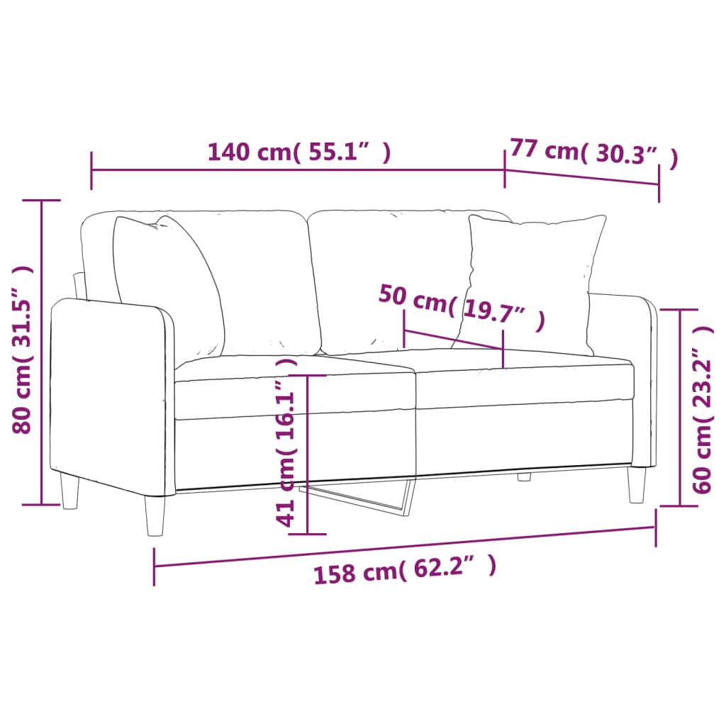 Elvace - 2-sits soffa med prydnadskuddar ljusgrå 140 cm tyg