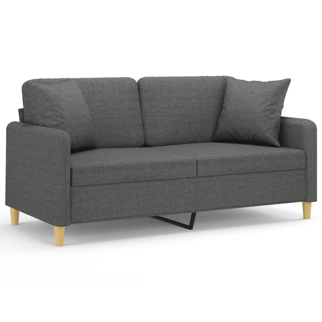 Seranto - 2-sits soffa med prydnadskuddar mörkgrå 140 cm tyg