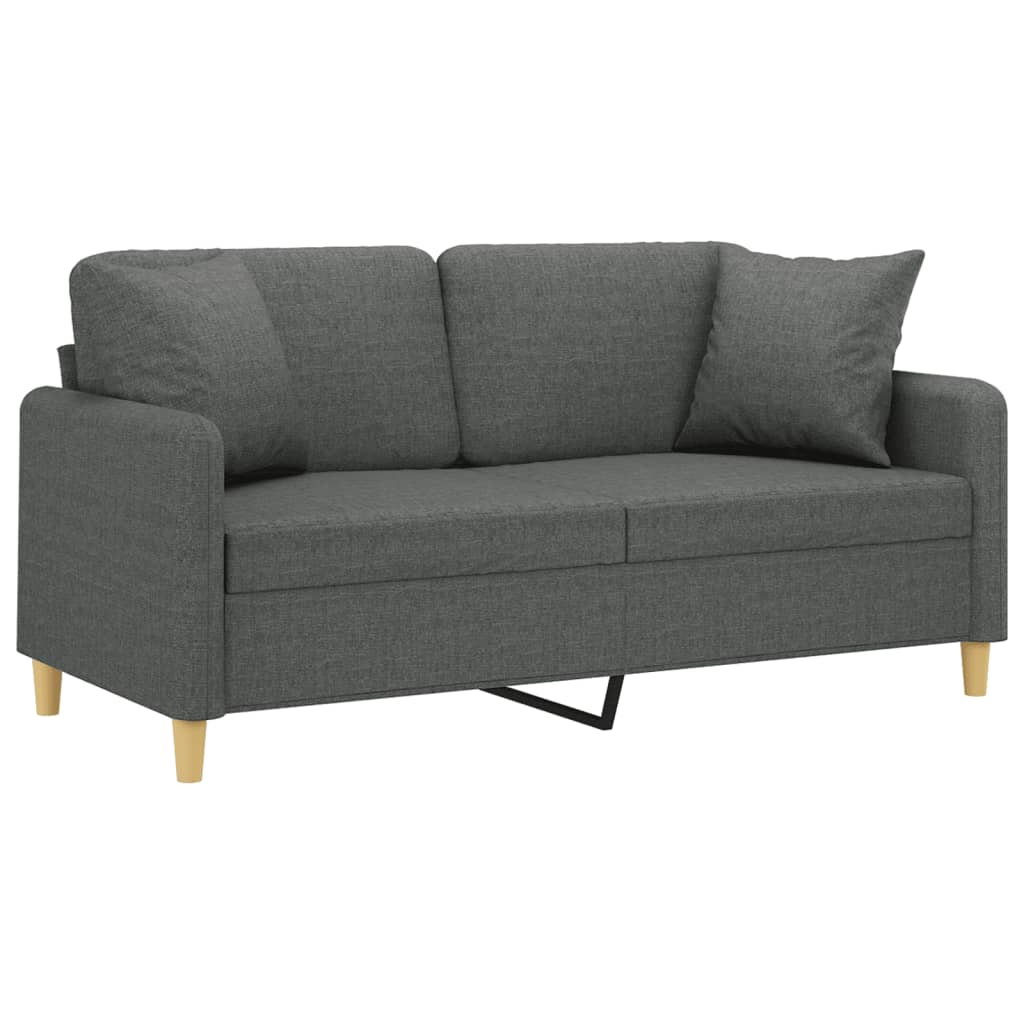 Seranto - 2-sits soffa med prydnadskuddar mörkgrå 140 cm tyg