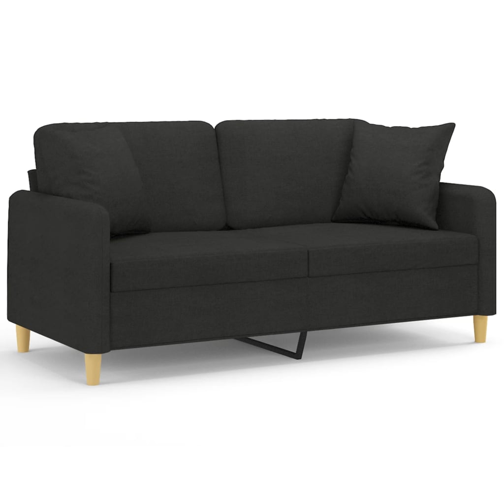 Nevira - 2-sits soffa med prydnadskuddar svart 140 cm tyg