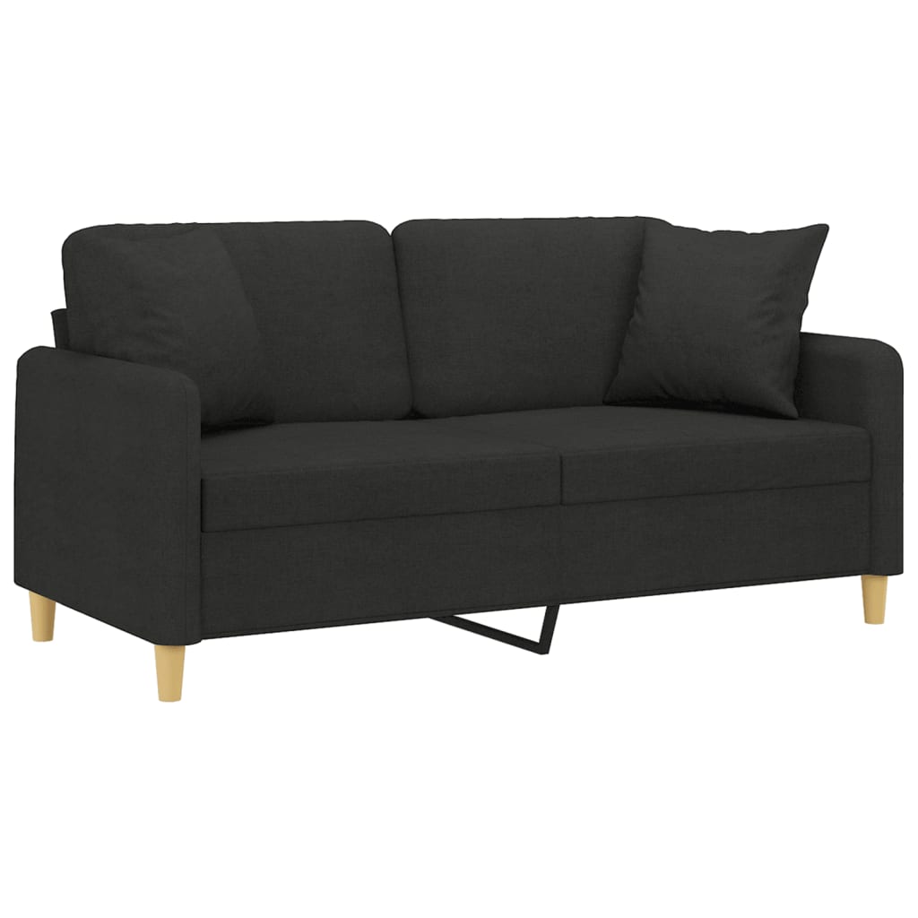 Nevira - 2-sits soffa med prydnadskuddar svart 140 cm tyg
