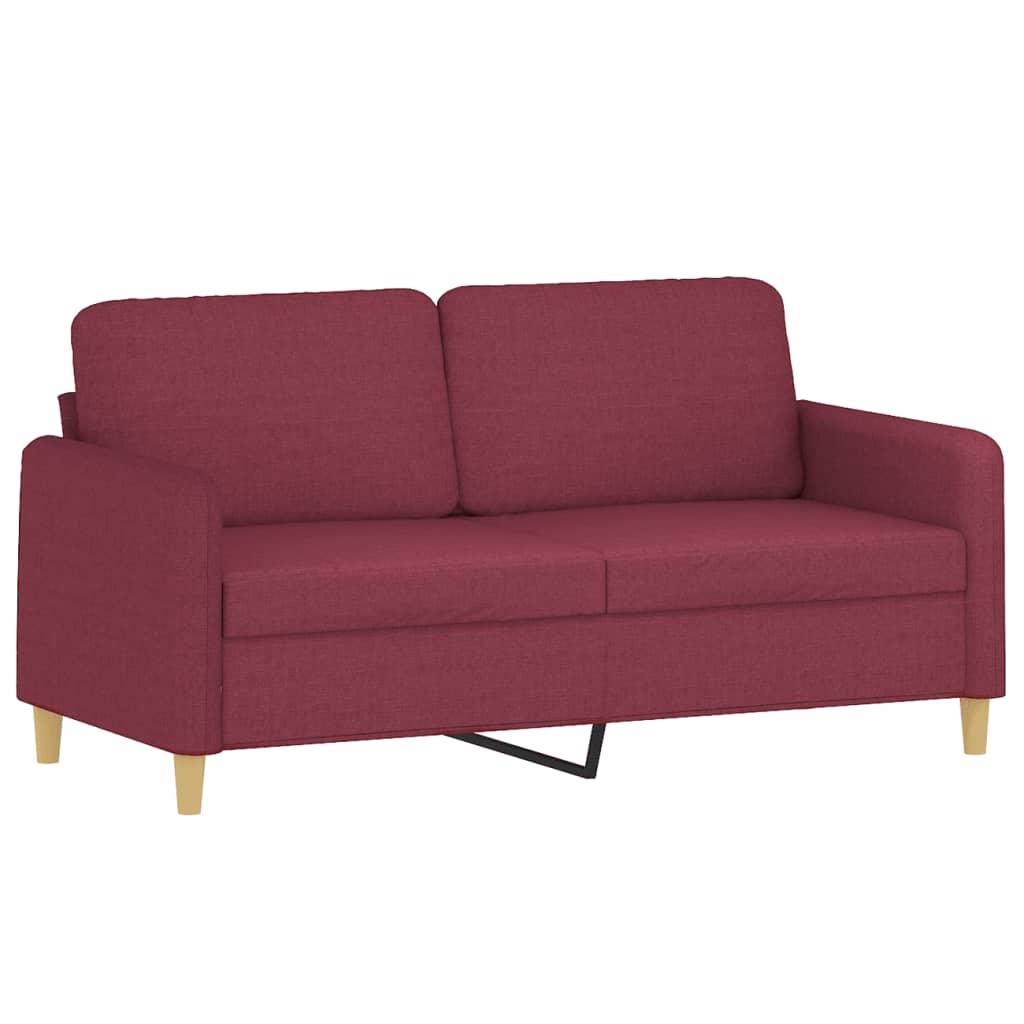 Lomari - 2-sits soffa med prydnadskuddar vinröd 140 cm tyg