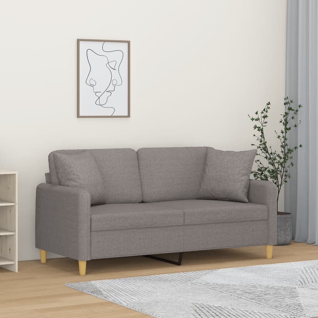 Yerano - 2-sits soffa med prydnadskuddar taupe 140 cm tyg