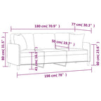 Carmiro- 3-sitssoffa med prydnadskuddar svart 180 cm tyg
