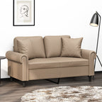 2-sits soffa med prydnadskuddar cappuccino 120 cm konstläder