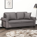 Nesaro - 2-sits soffa med prydnadskuddar grå 140 cm konstläder