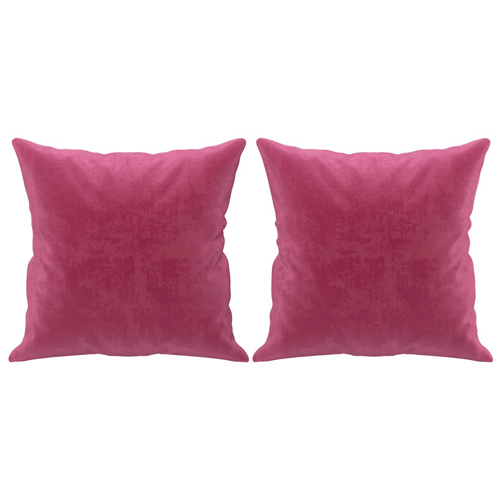 Querano - 2-sitssoffa med prydnadskuddar vinröd 140 cm sammet