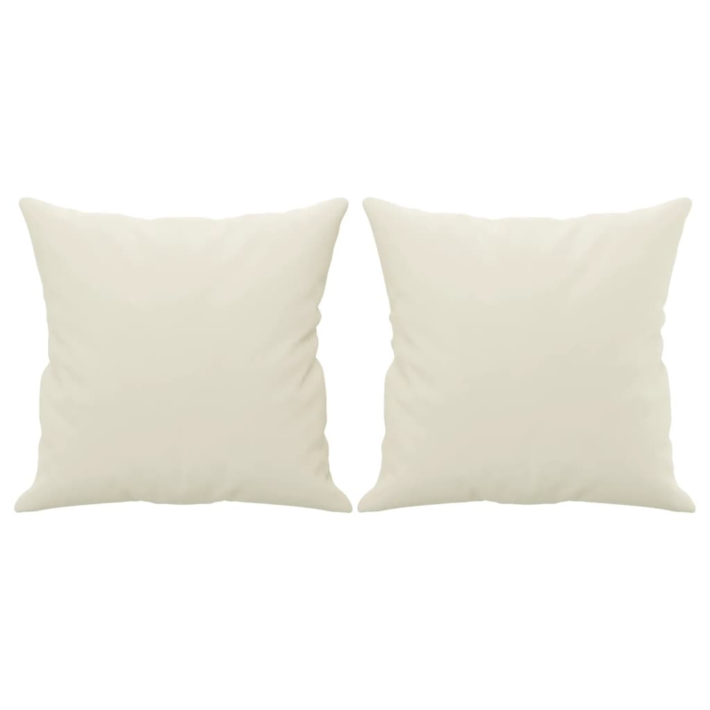 Garnio - 2-sitssoffa med prydnadskuddar gräddvit 140 cm sammet