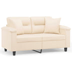 2-sitssoffa med prydnadskuddar beige 120 cm mikrofibertyg