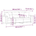 Darian - 3-sitssoffa med prydnadskuddar svart 180 cm mikrofibertyg