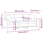 3-sitssoffa med prydnadskuddar beige 180 cm mikrofibertyg