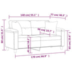 2-sits soffa med prydnadskuddar cappuccino 140 cm konstläder