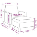 Ulvero - Fåtölj med fotpall mörkgrå 60 cm tyg