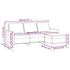 3-sitssoffa med fotstöd vinröd 180 cm tyg