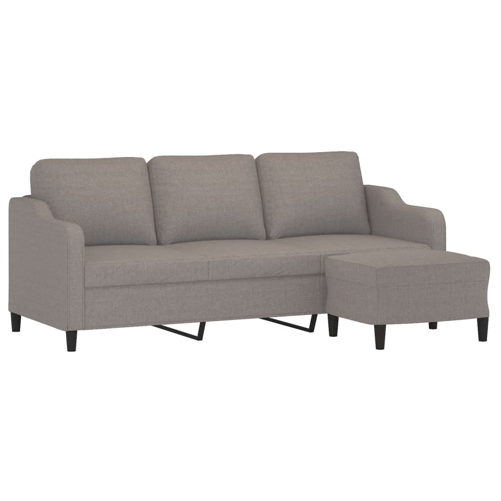 3-sitssoffa med fotpall taupe 180 cm tyg
