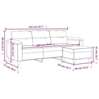 3-sitssoffa med fotpall ljusgrå 180 cm mikrofibertyg