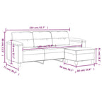 3-sitssoffa med fotpall gräddvit 180 cm mikrofibertyg