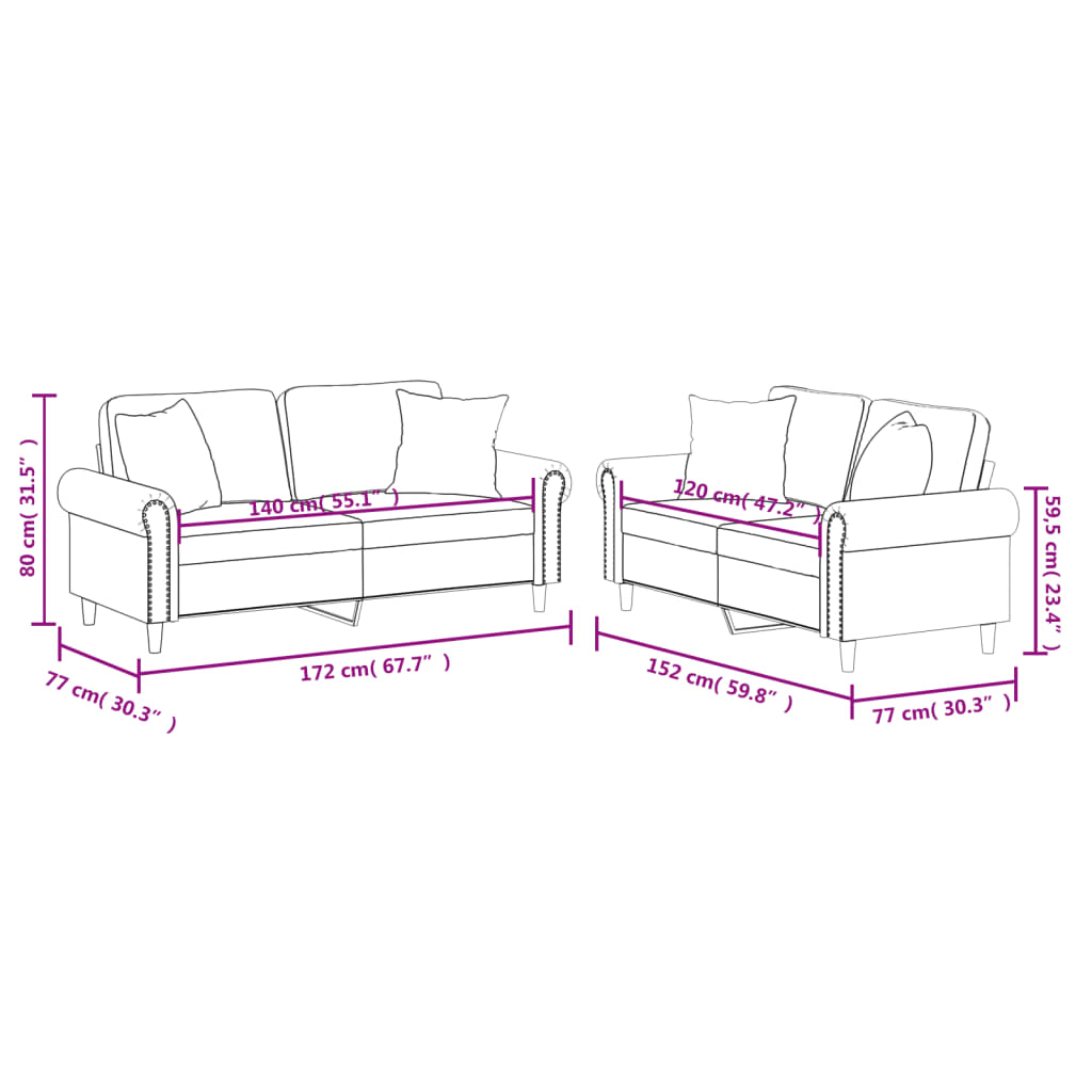 Barcelona – Soffgrupp med kuddar 2 delar cappuccino konstläder