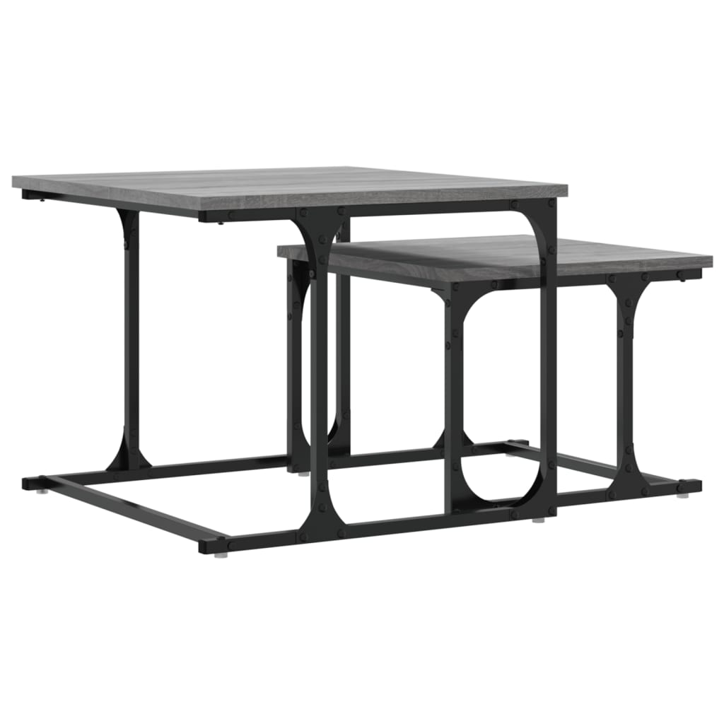 Mervino - Satsbord 2 st grå sonoma konstruerat trä