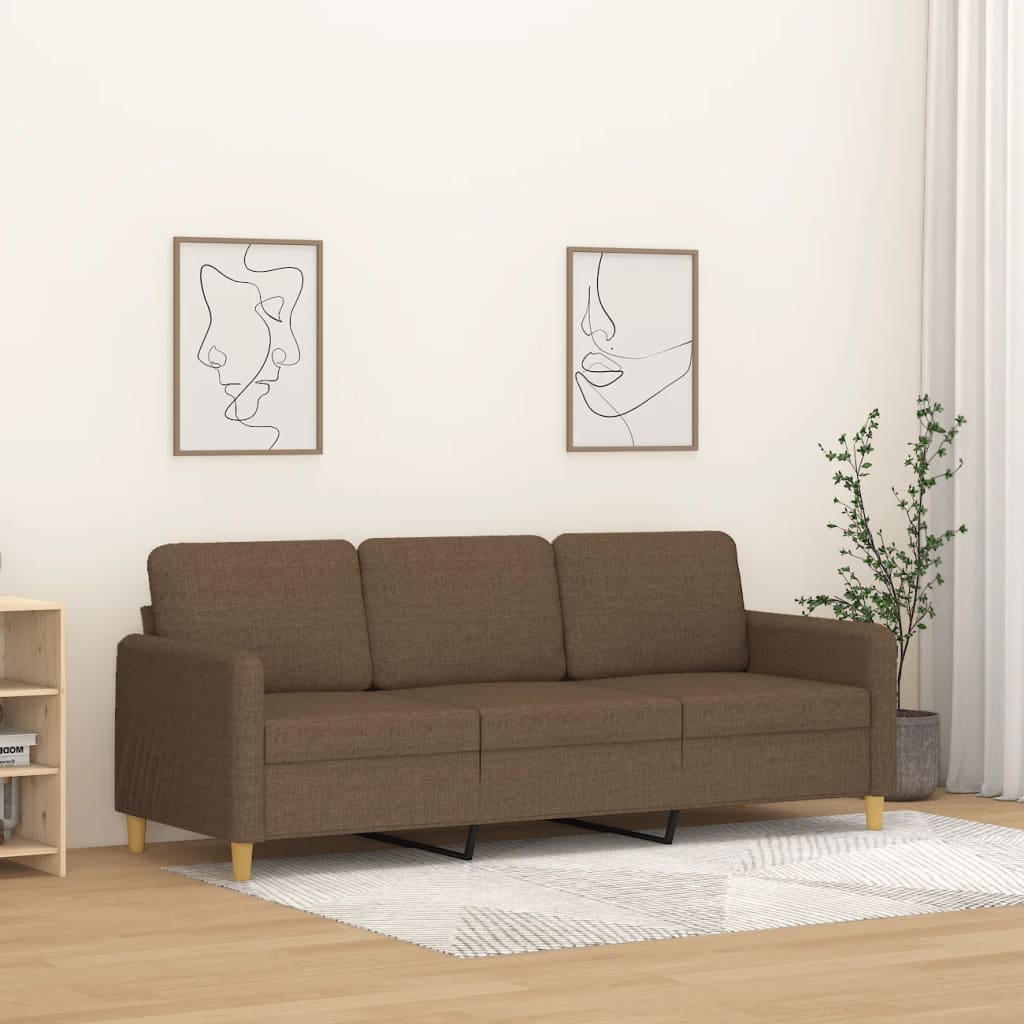 3-sitssoffa brun 180 cm tyg