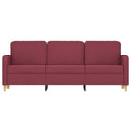 3-sitssoffa vinröd 180 cm tyg