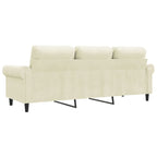 3-sitssoffa gräddvit 180 cm sammet