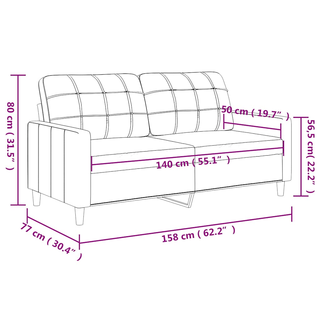2-sitssoffa gräddvit 140 cm tyg