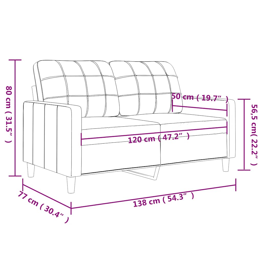 2-sitssoffa vinröd 120 cm fuskläder