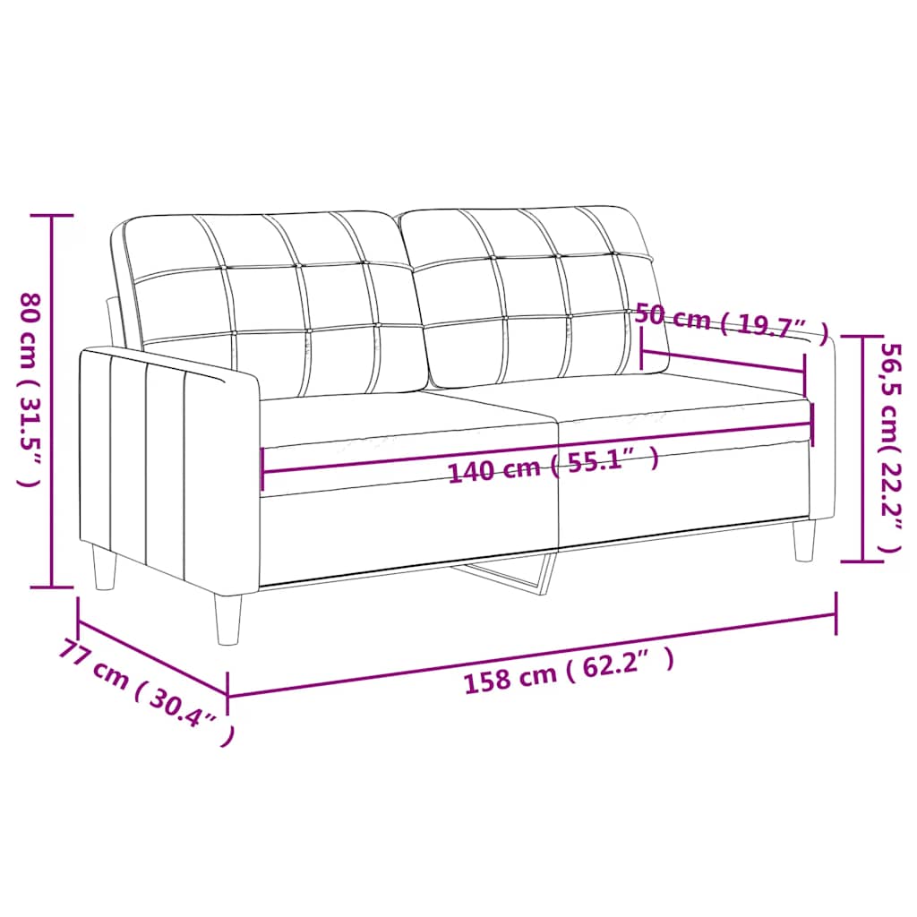 2-sitssoffa grå 140 cm konstläder