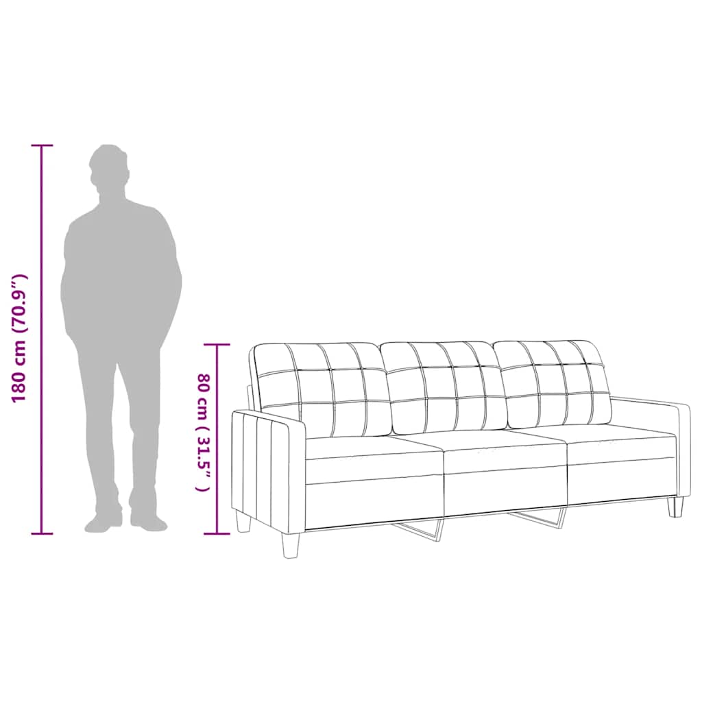 3-sitssoffa gräddvit 180 cm konstläder