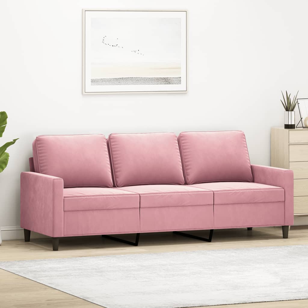 3-sitssoffa rosa 180 cm sammet