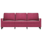 3-sitssoffa vinröd 180 cm sammet