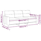 3-sitssoffa svart 180 cm tyg