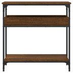 Avlastningsbord med hylla brun ek 75x29x75 cm konstruerat trä