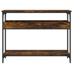 Avlastningsbord med hylla rökfärgad ek 100x29x75 cm