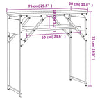 Avlastningsbord med hylla rökfärgad ek 75x30x75 cm