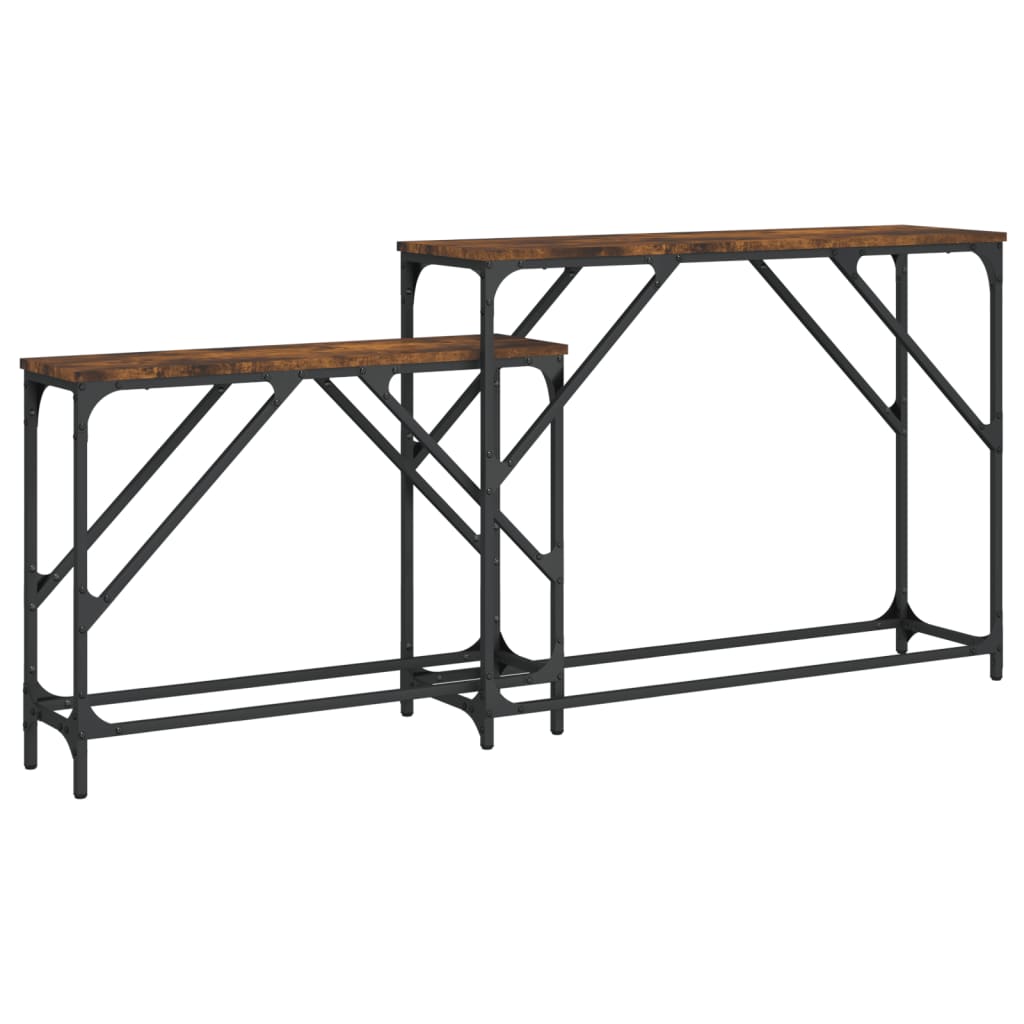 Avlastningsbord 2 st rökfärgad ek konstruerat trä