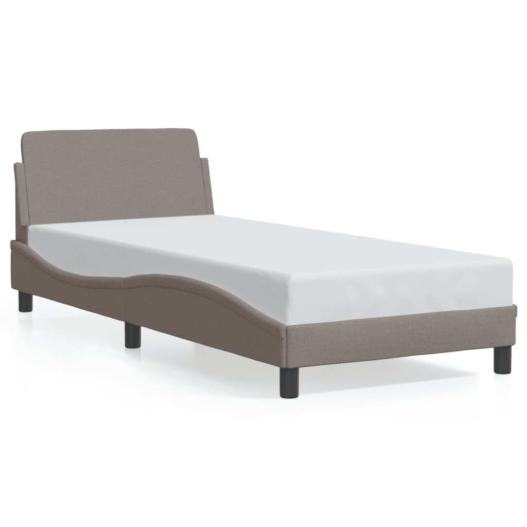 Bed Frame with Headboard "Dover" Taupe 80x200 cm Fabric