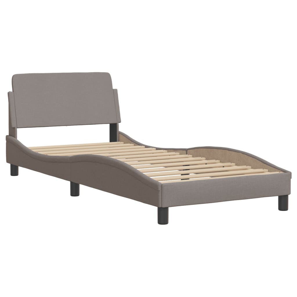 Bed Frame with Headboard "Dover" Taupe 80x200 cm Fabric