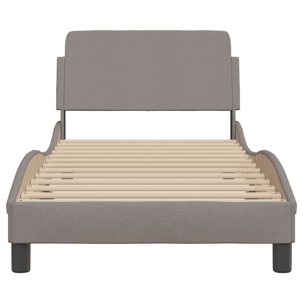 Bed Frame with Headboard "Dover" Taupe 80x200 cm Fabric