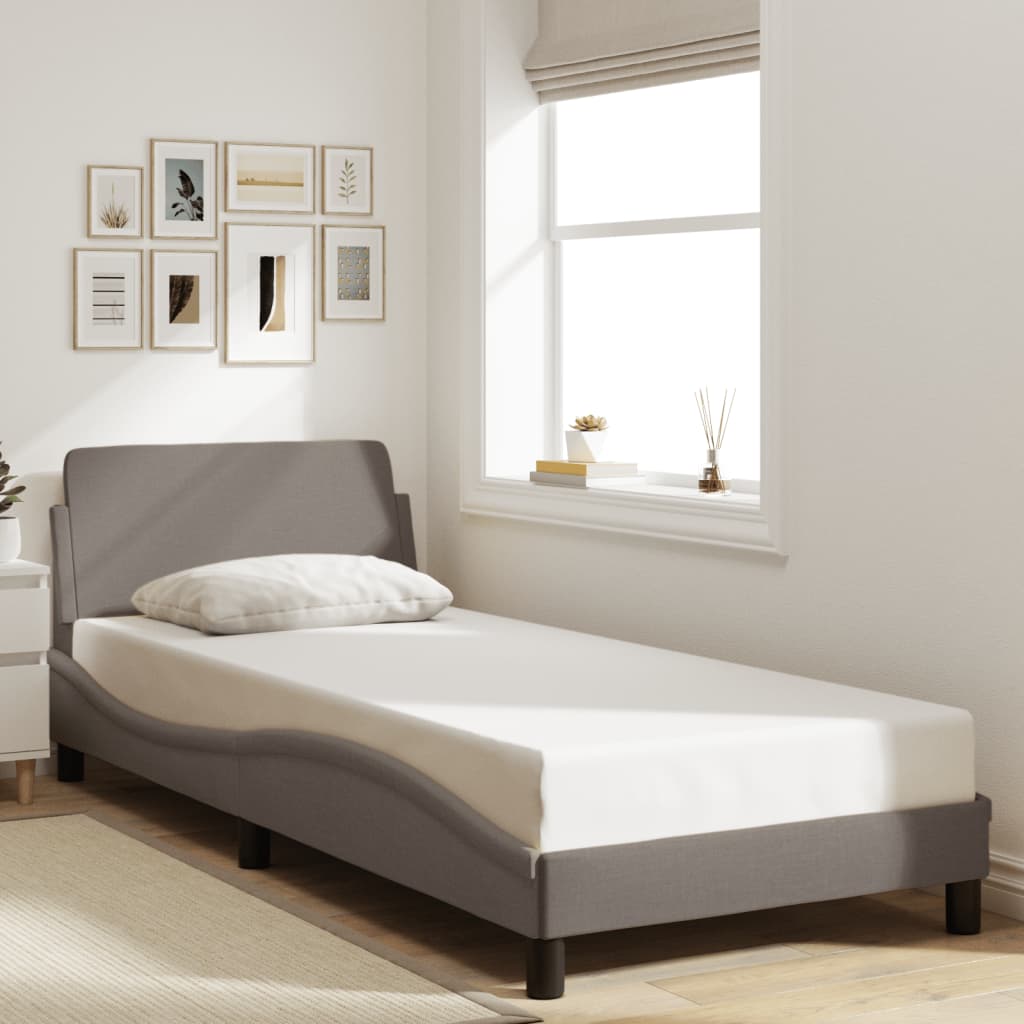 Bed Frame with Headboard "Dover" Taupe 80x200 cm Fabric