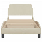 Bed Frame with Headboard "Dover" Cream 80x200 cm Fabric