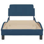 Bed Frame with Headboard "Dover" Blue 80x200 cm Fabric