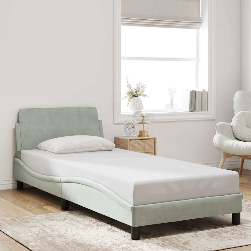 Bed Frame "Dover" Light Grey 80x200 cm Velvet