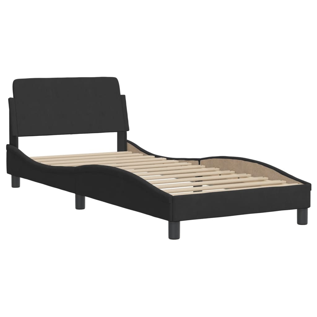 Bed Frame with Headboard "Dover" Black 80x200 cm Velvet